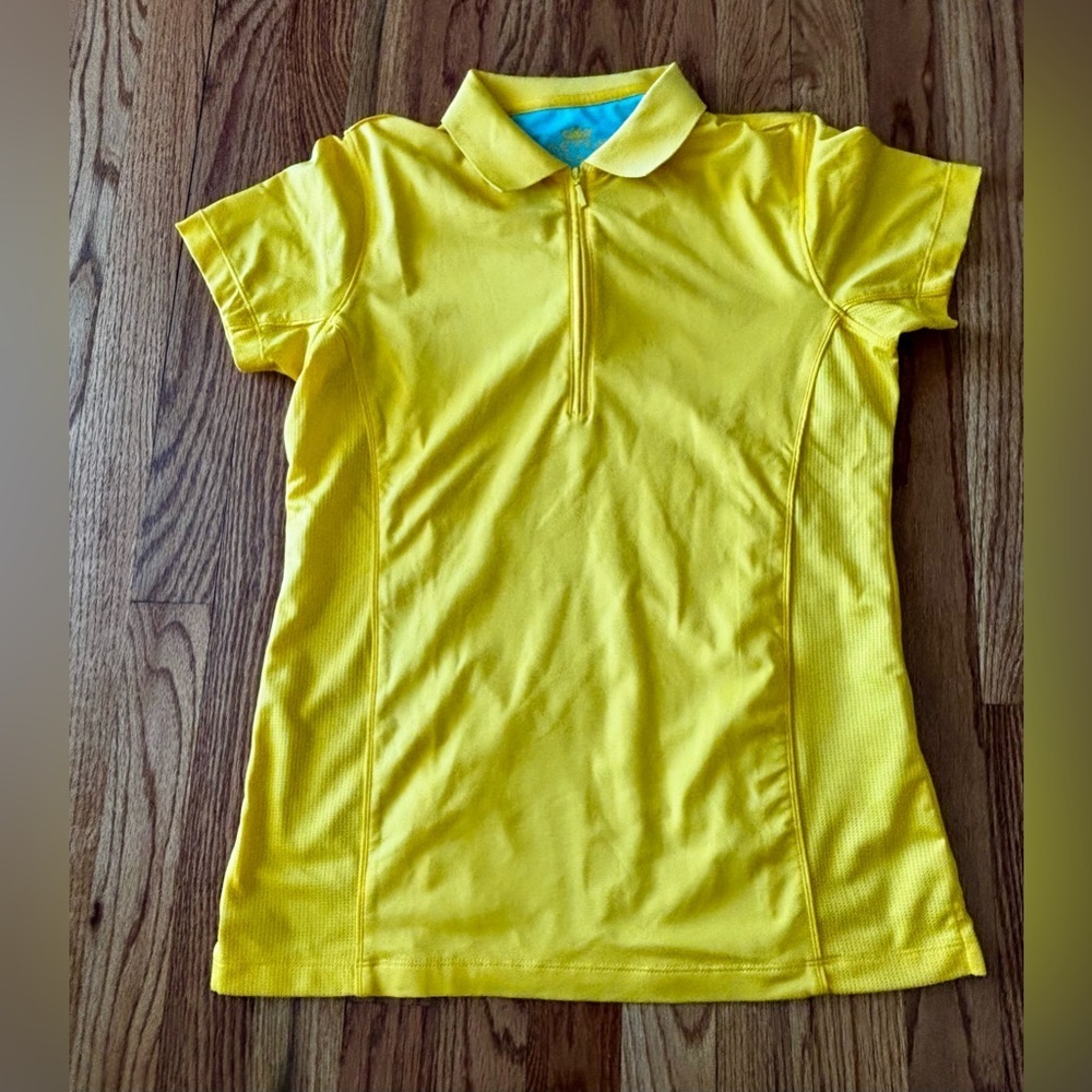 Peter Millar Element Bright Yellow Short Sleeve Zip Polo - Small